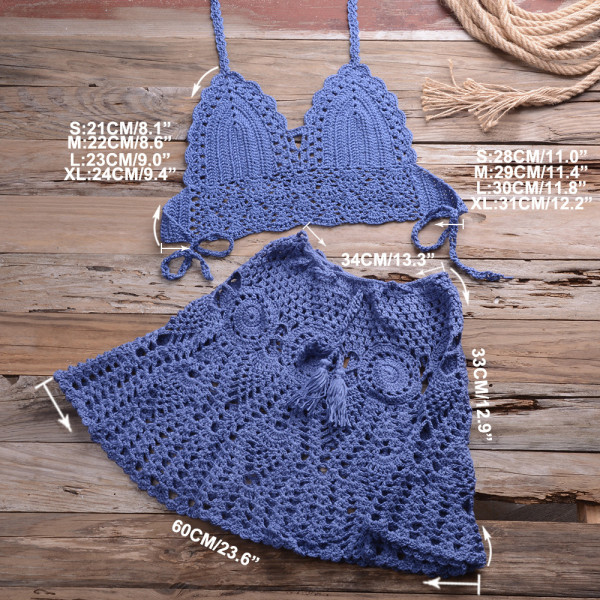 Hook Bikini Wrap Chest with Sexy Versatile Hollow out Pleated Skirt Split Swimsuit