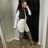 Solid color sleeveless short vest cotton jacket