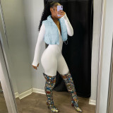 Solid color sleeveless short vest cotton jacket