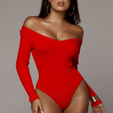 V-Neck Long Sleeve Pit Strip Jumpsuit Autumn and Winter Women's Wear