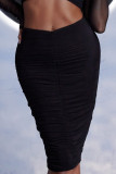 Sexy Mesh Long Sleeve Round Neck Dress Set