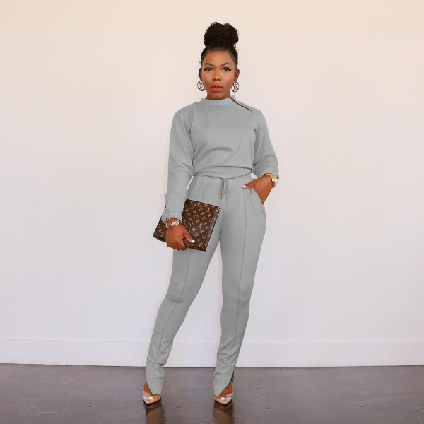 Invisible zipper split trousers casual two-piece suit