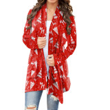 Women's Christmas printed casual long sleeved cardigan