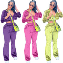 Two piece solid drawstring flare pants Two piece solid drawstring flare pants