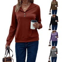 Waffle lapel solid single breasted long sleeve