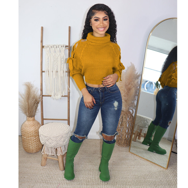 Women's anti pilling sweater T-shirt pullover high neck top versatile knitwear