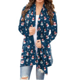 Women's Christmas printed casual long sleeved cardigan