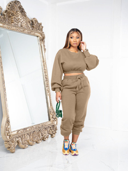 Autumn and winter plush loose thread casual two-piece suit
