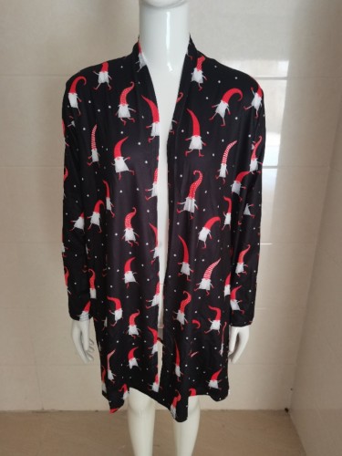 Women's Christmas printed casual long sleeved cardigan