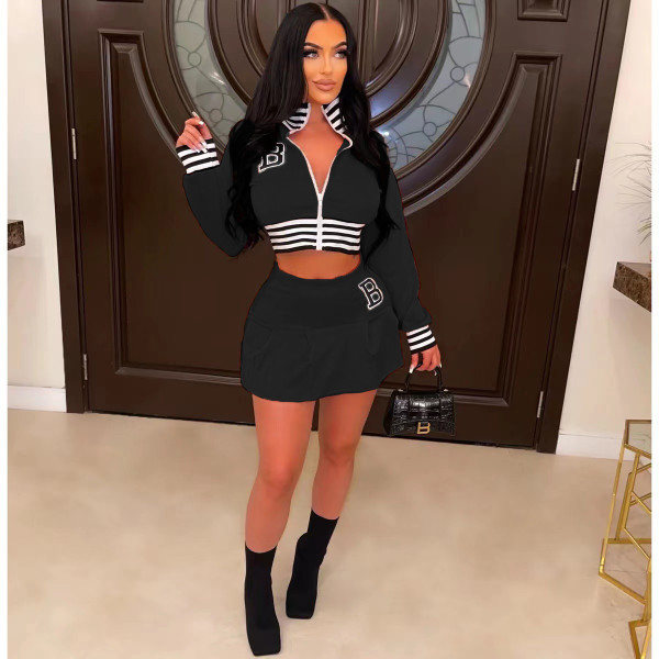 Autumn and winter fashionable baseball suit letter skirt suit