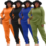 Fashion pocket sweater split tassel casual suit