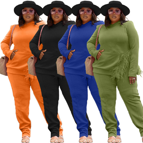 Fashion pocket sweater split tassel casual suit