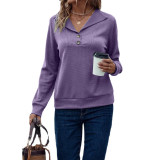 Waffle lapel solid single breasted long sleeve