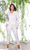 Fashion bright gold stamping shirt casual two-piece set