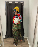 Oversized Women's Casual Letter Printed Threaded Splice Jacket Jacket