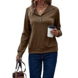 Waffle lapel solid single breasted long sleeve