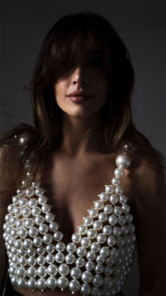 Sexy fashion pearl suspender vest