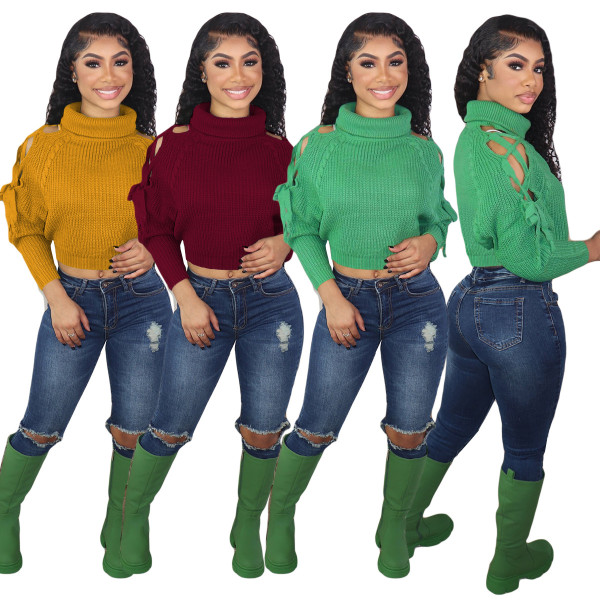 Women's anti pilling sweater T-shirt pullover high neck top versatile knitwear