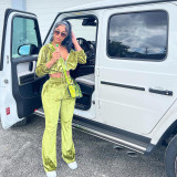 Two piece solid drawstring flare pants