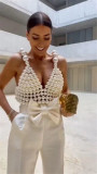 Sexy fashion pearl suspender vest