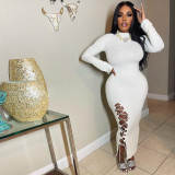 High Neck Pit Strip Long Dress Design Feel Rope Wearing Temperament Dress