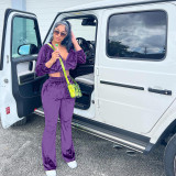 Two piece solid drawstring flare pants
