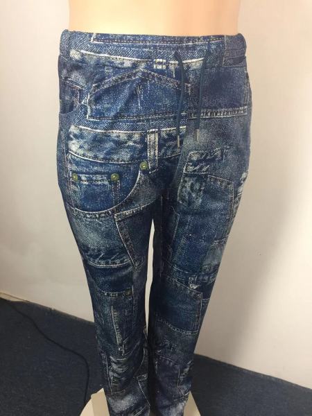 Casual sports denim print oversize pants