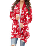 Women's Christmas printed casual long sleeved cardigan