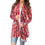 Women's Christmas printed casual long sleeved cardigan