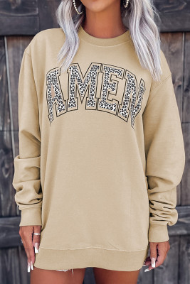 Printed hoodless sweater casual long sleeve pullover