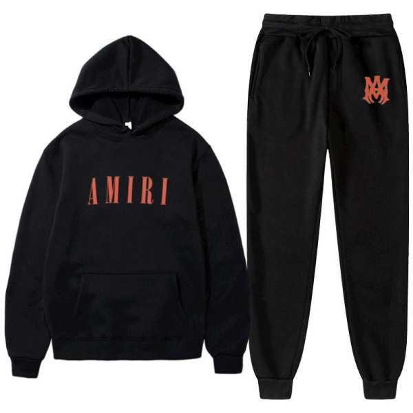 Plush Letter Symbol Sweater Set Fashion Unisex Hooded Pants Set