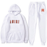 Plush Letter Symbol Sweater Set Fashion Unisex Hooded Pants Set