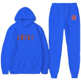 Plush Letter Symbol Sweater Set Fashion Unisex Hooded Pants Set