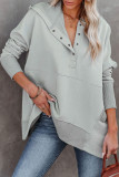 Loose hooded sweater in autumn and winter, medium length, solid casual bottoming shirt