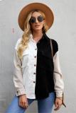 Color block splicing autumn shirt loose long sleeve single breasted shirt