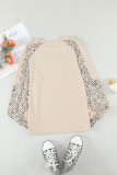Women's leopard print round neck pullover with long sleeves