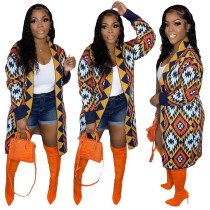 Women's colorful long hand knitted coat