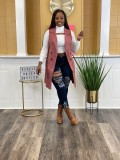 Casual solid color cardigan sleeveless knitted vest