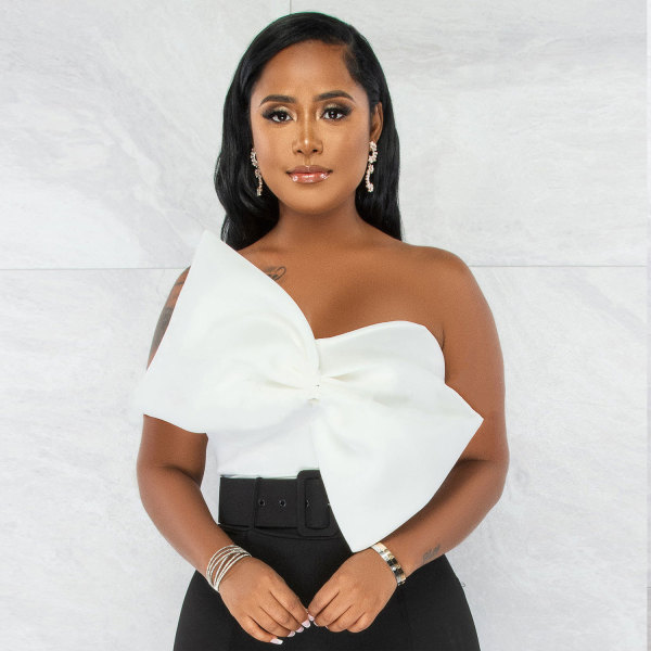 Sexy Wrapped Chest Bowknot Solid Top