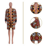 Women's colorful long hand knitted coat