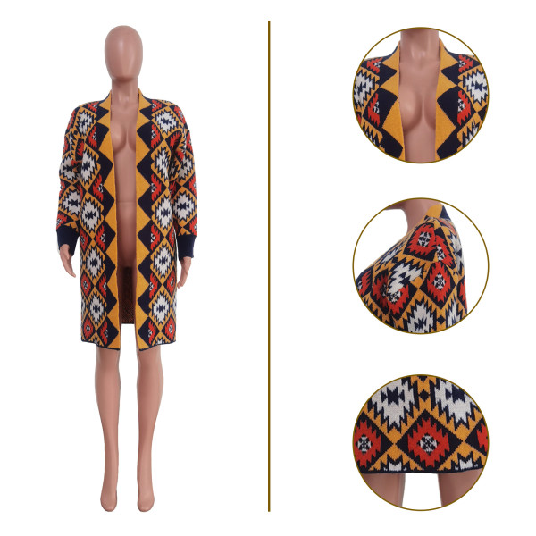 Women's colorful long hand knitted coat