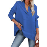 Loose hooded sweater in autumn and winter, medium length, solid casual bottoming shirt
