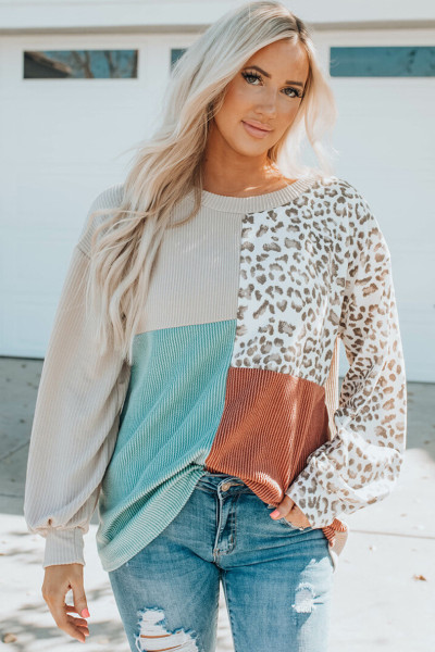 Leopard Knit Long Sleeve Top
