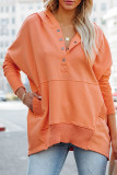 Loose hooded sweater in autumn and winter, medium length, solid casual bottoming shirt