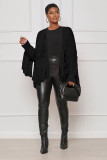 Women's solid color knitting tassel short cardigan coat