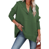 Loose hooded sweater in autumn and winter, medium length, solid casual bottoming shirt