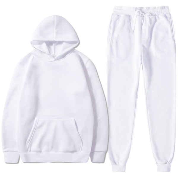 Solid color plush suit Fashion unisex hooded pant suit