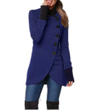 Solid Single breasted Splice Bottom Split Long Sleeve Coat