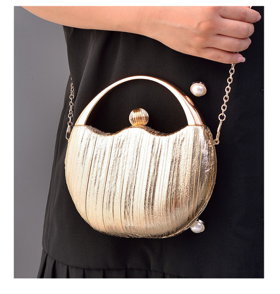 Banquet bag Round party purse One shoulder dress bag PU dinner bag