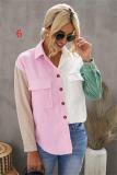Color block splicing autumn shirt loose long sleeve single breasted shirt